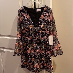 Monique L’huillier floral embroidered dress n w t